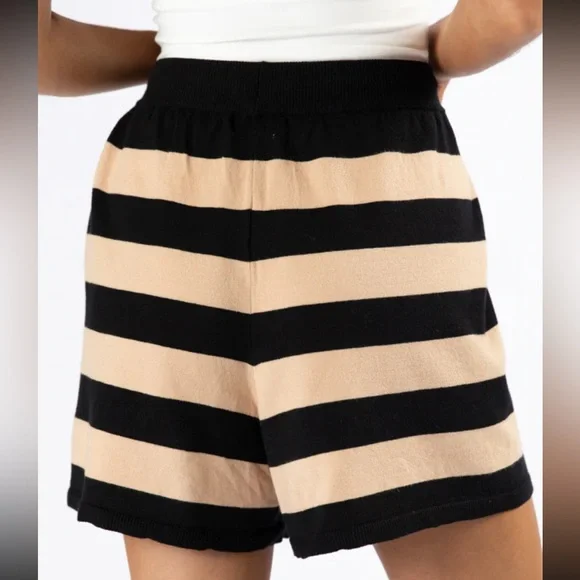 Black and Tan Striped Women's Shorts - Picture 5 of 5